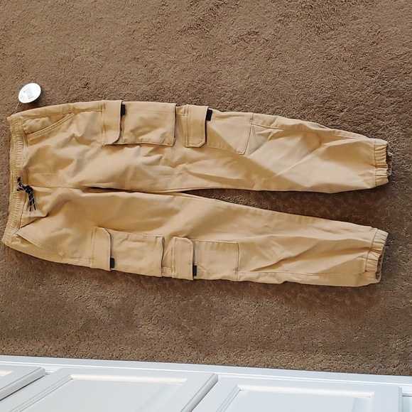 Boys Colorful Planet Camel Beige Cotton Twill Jogger Pants Size S M L XL NWT - Picture 2 of 6